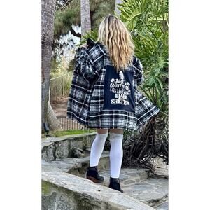 Just A Country Girl In Love With BLAKE SHELTON Plaid Flannel Upcycled Shacket XL